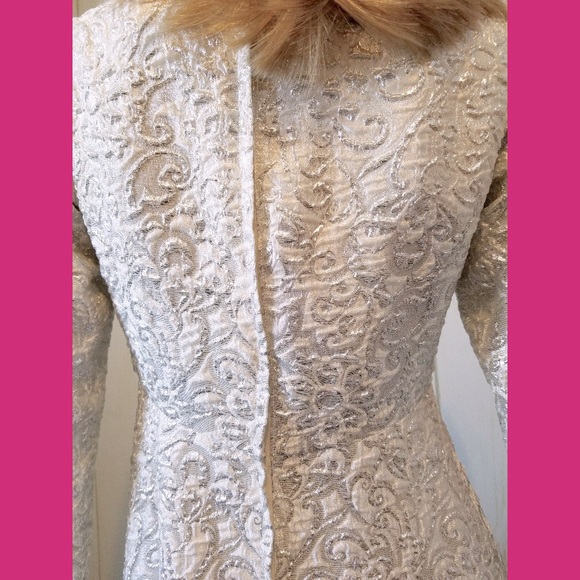 Vintage MOD 60s Ultra Glittery Glam Silver Metallic Lurex Maxi Party Dress - Picture 9 of 11